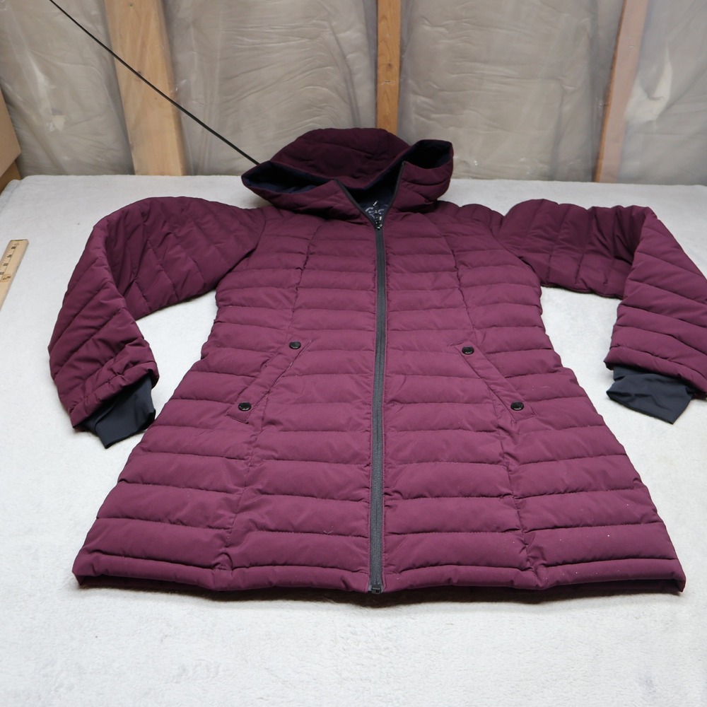 HFX Jacket Womens Small Purple Scuba Stretch Active Hooded Full Zip Puffer Coat